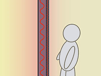 固体音の振動が防音材に伝わっていきます。